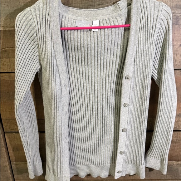 PLACE Gray Ribbed Cardigan - Picture 2 of 4